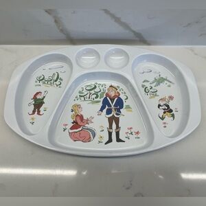 Vintage 1960s Noritake Melamine Snow White Prince Charming Dwarfs Divided Dish
